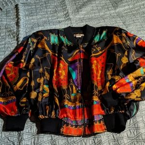 VINTAGE FAUX SILK BOMBER JACKET